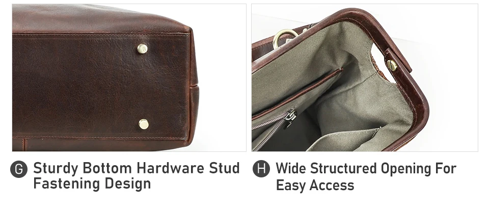 CONTACT'S Genuine Leather Business Bags for Men Metal Frame Doctor Bag Briefcase Shoulder Tote Laptop Bags for 14“ Macbook Pro