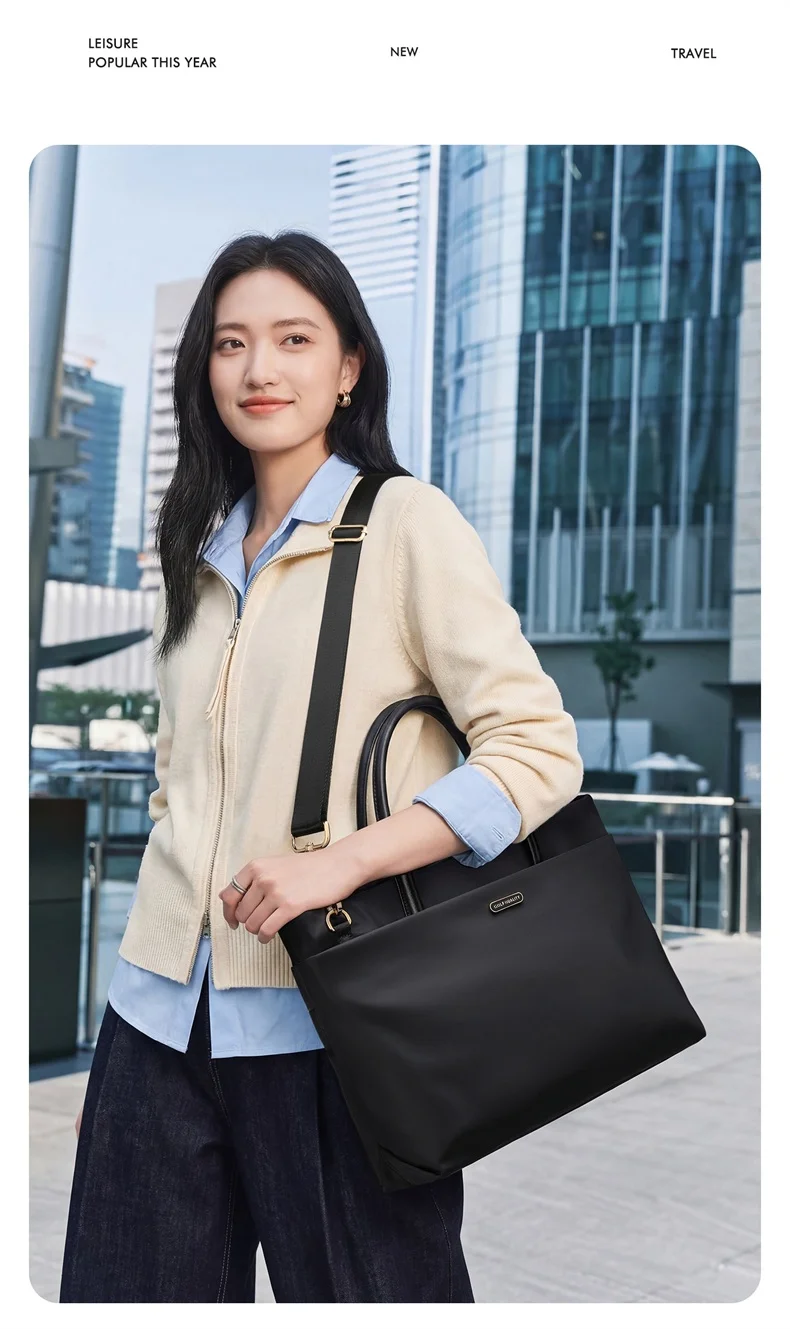 GOLF Women's Fashion Briefcase 15" Laptop Handbag Waterproof Nylon Tote Shoulder Bag Large Capacity Crossbody Bag Versatile
