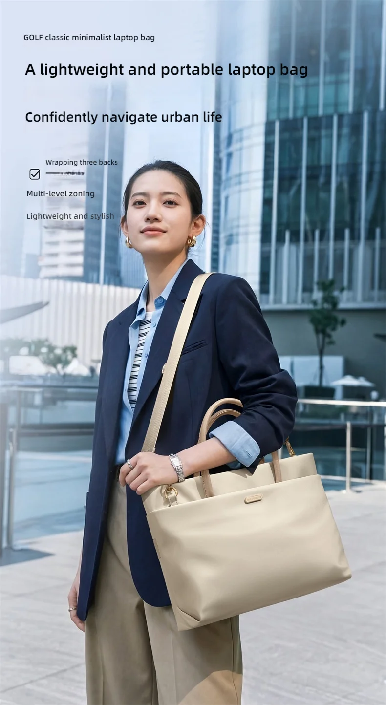 GOLF Women's Fashion Briefcase 15" Laptop Handbag Waterproof Nylon Tote Shoulder Bag Large Capacity Crossbody Bag Versatile