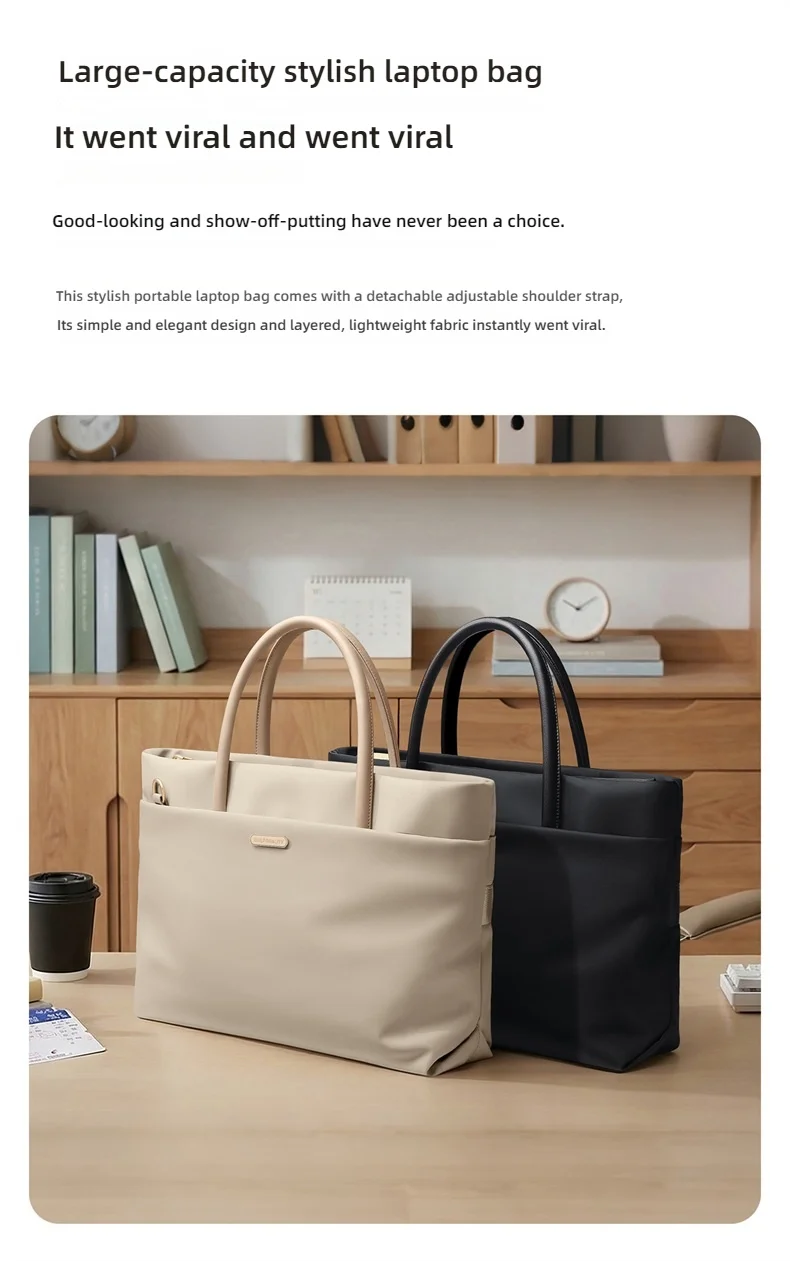 GOLF Women's Fashion Briefcase 15" Laptop Handbag Waterproof Nylon Tote Shoulder Bag Large Capacity Crossbody Bag Versatile