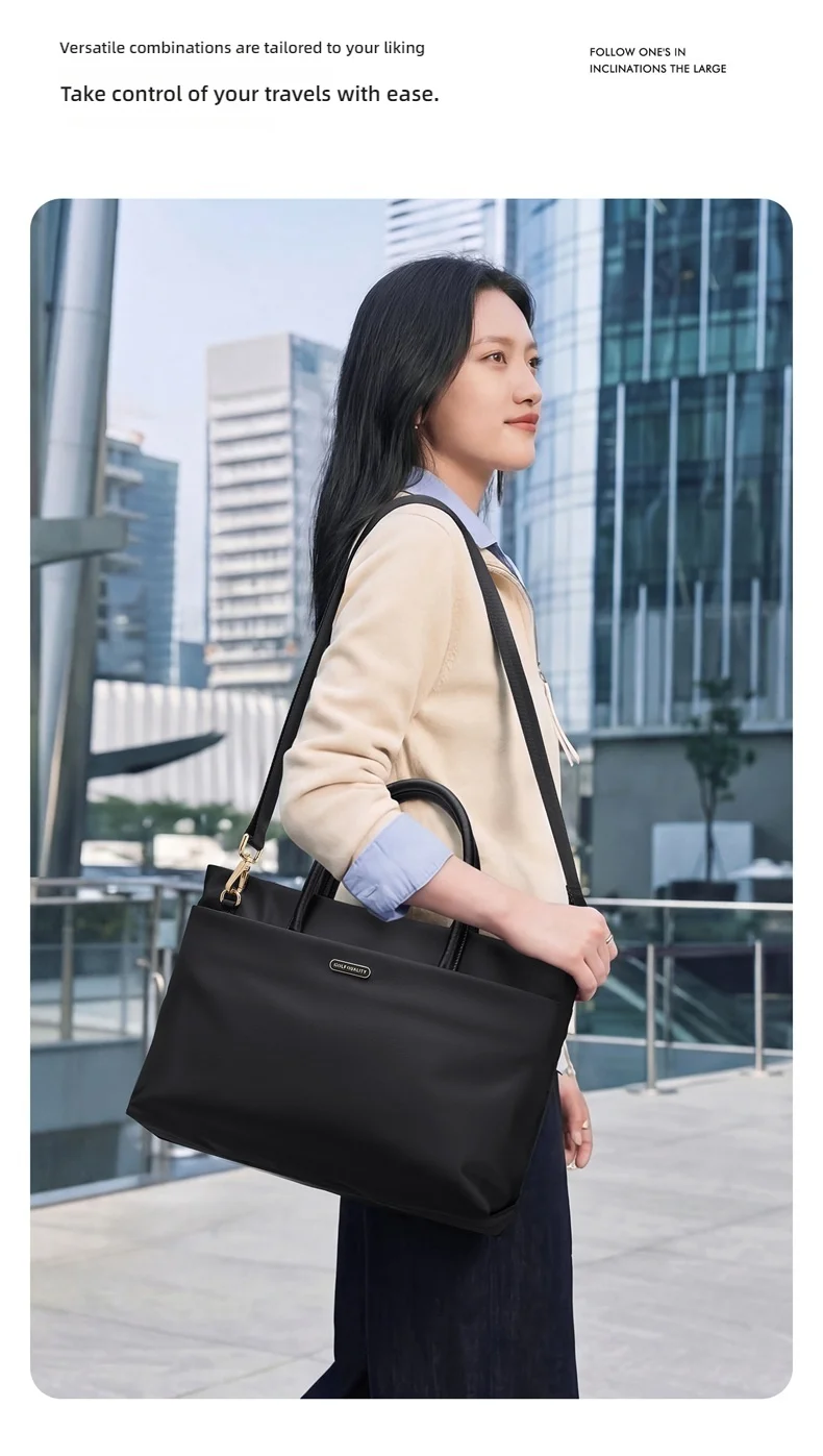 GOLF Women's Fashion Briefcase 15" Laptop Handbag Waterproof Nylon Tote Shoulder Bag Large Capacity Crossbody Bag Versatile