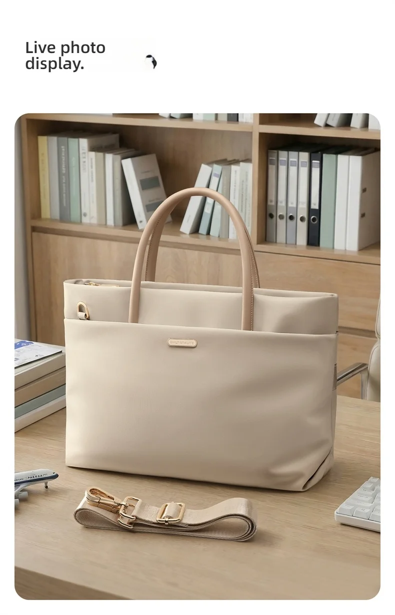 GOLF Women's Fashion Briefcase 15" Laptop Handbag Waterproof Nylon Tote Shoulder Bag Large Capacity Crossbody Bag Versatile