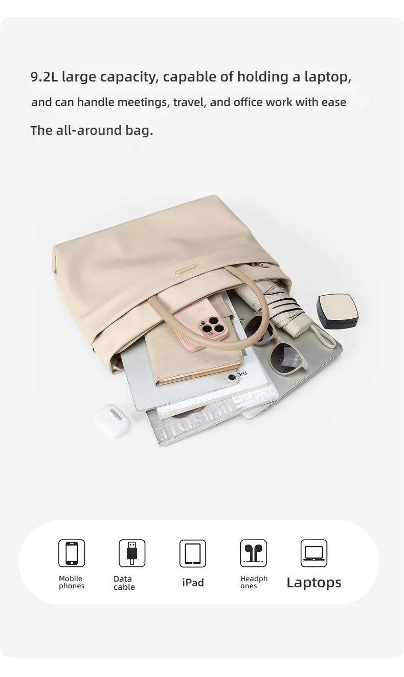 GOLF Women's Fashion Briefcase 15" Laptop Handbag Waterproof Nylon Tote Shoulder Bag Large Capacity Crossbody Bag Versatile