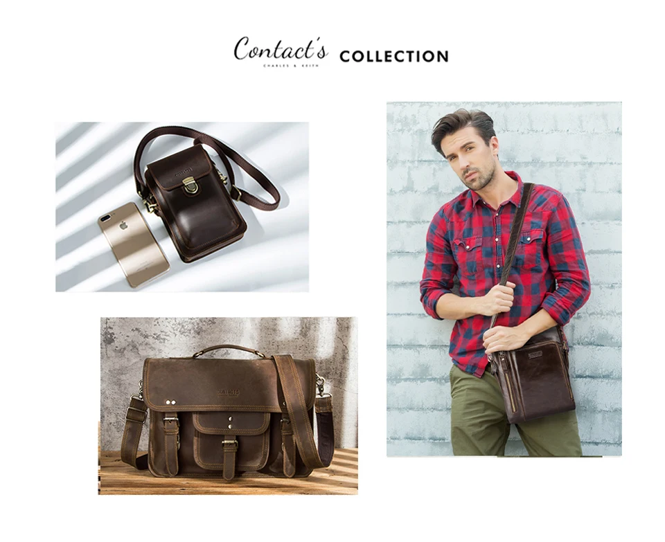 CONTACT'S Genuine Leather Business Bags for Men Luxury Designer Briefcase Office Bag Male Tote Laptop Bags for 14" Macbook Pro
