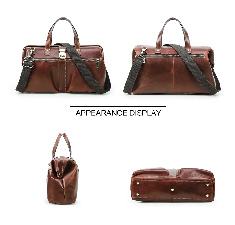 CONTACT'S Genuine Leather Business Bags for Men Mental Frame Briefcase Shoulder Bags Leather Portfolio Bag 14“ Tote Laptop Bags