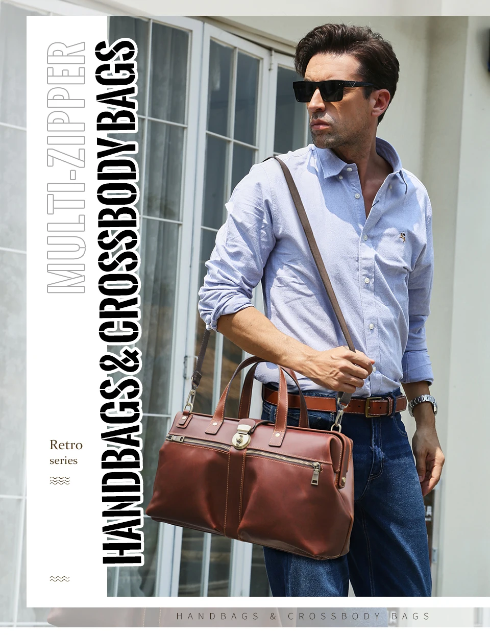 CONTACT'S Genuine Leather Business Bags for Men Mental Frame Briefcase Shoulder Bags Leather Portfolio Bag 14“ Tote Laptop Bags