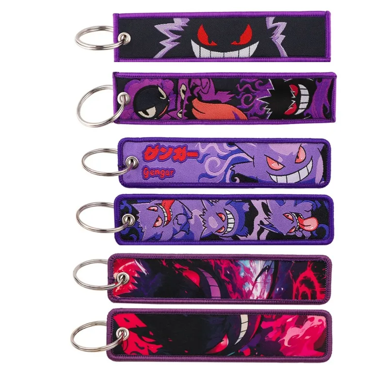 Pokemon Anime Embroidery Keychain Key Fob Jet Tag for Cars Motorcycles Backpack Key Ring Pendant Jewelry Anime Fan Accessories