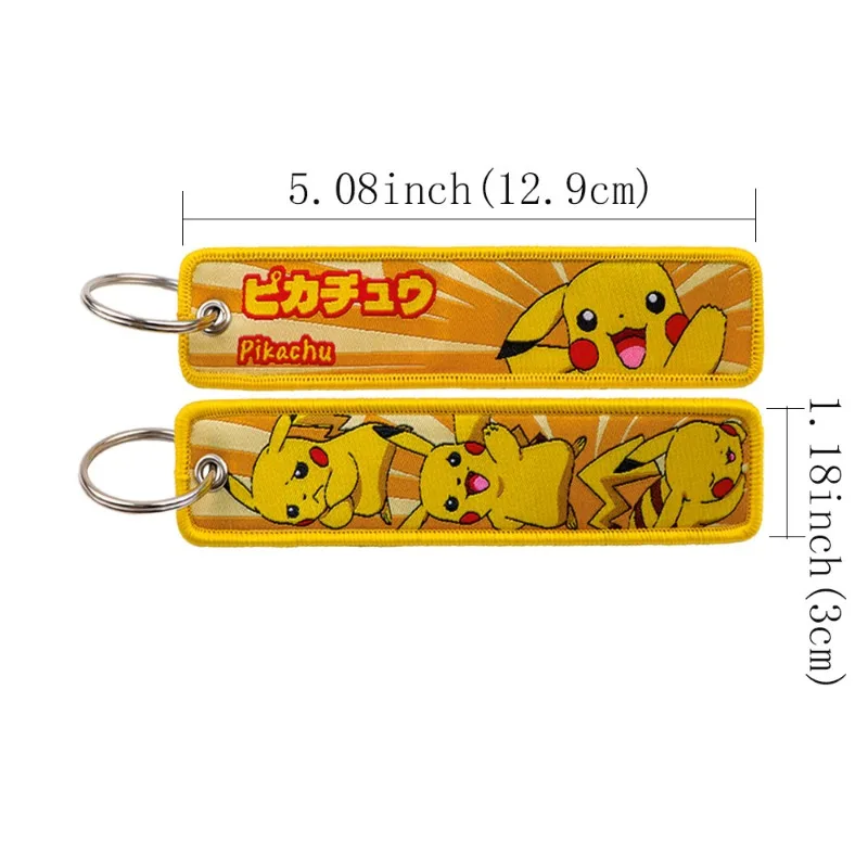 Pokemon Anime Embroidery Keychain Key Fob Jet Tag for Cars Motorcycles Backpack Key Ring Pendant Jewelry Anime Fan Accessories