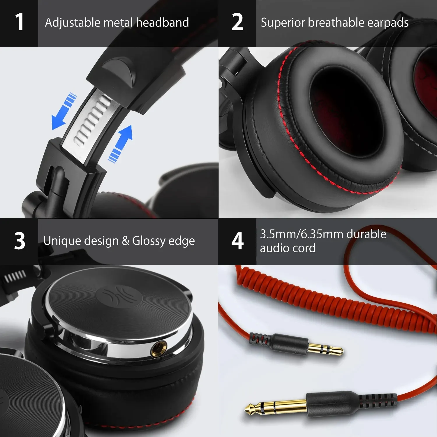 Oneodio Wired HiFi Headphones Professional Studio DJ Headphones With Mic Over Ear Hi-Res Headset Monitoring For AMP Guitar Phone