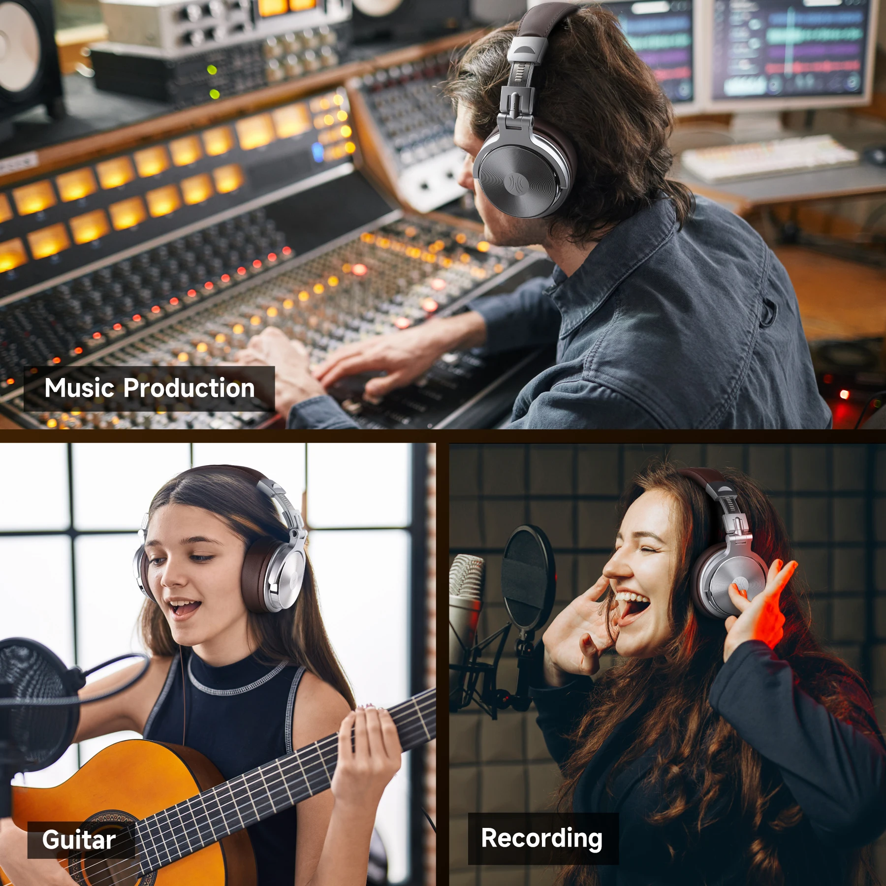Oneodio Wired HiFi Headphones Professional Studio DJ Headphones With Mic Over Ear Hi-Res Headset Monitoring For AMP Guitar Phone
