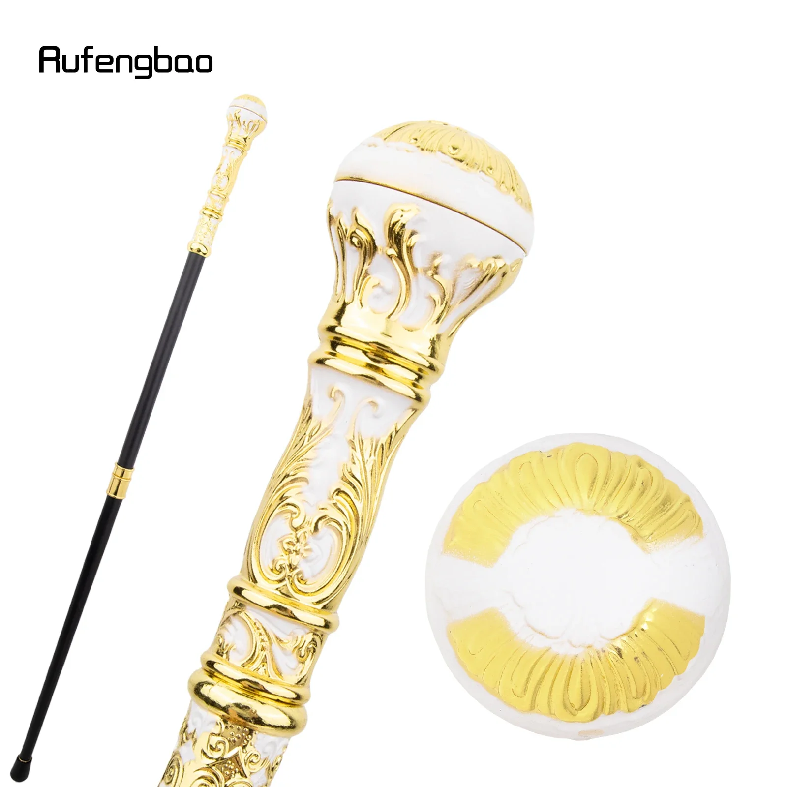 Golden White Luxury Round Handle Fashion Stick for Party Decorative Walking Cane Elegant Crosier Knob Walking Stick 93cm
