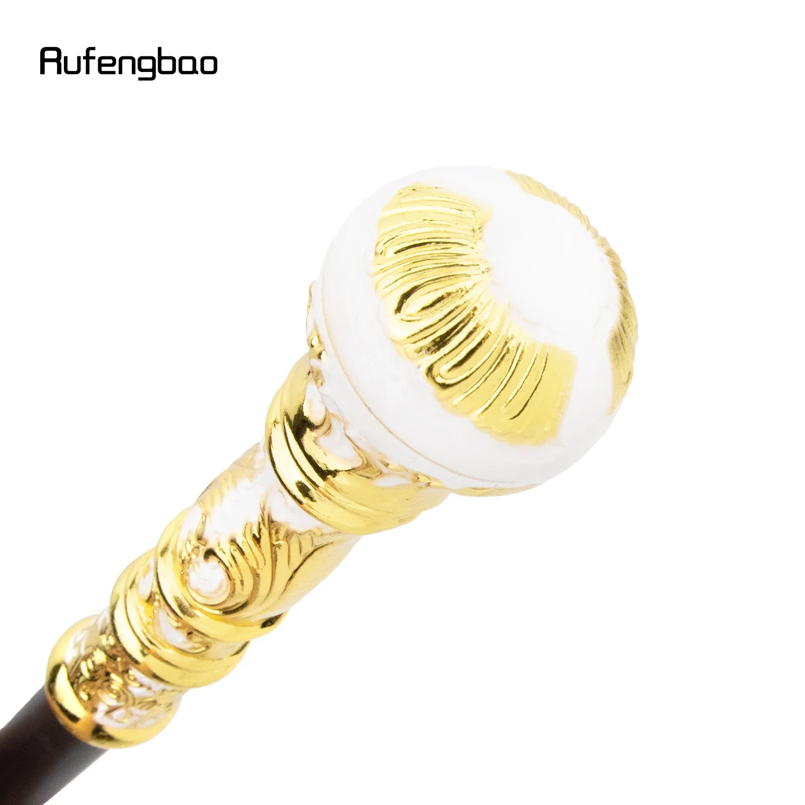 Golden White Luxury Round Handle Fashion Stick for Party Decorative Walking Cane Elegant Crosier Knob Walking Stick 93cm