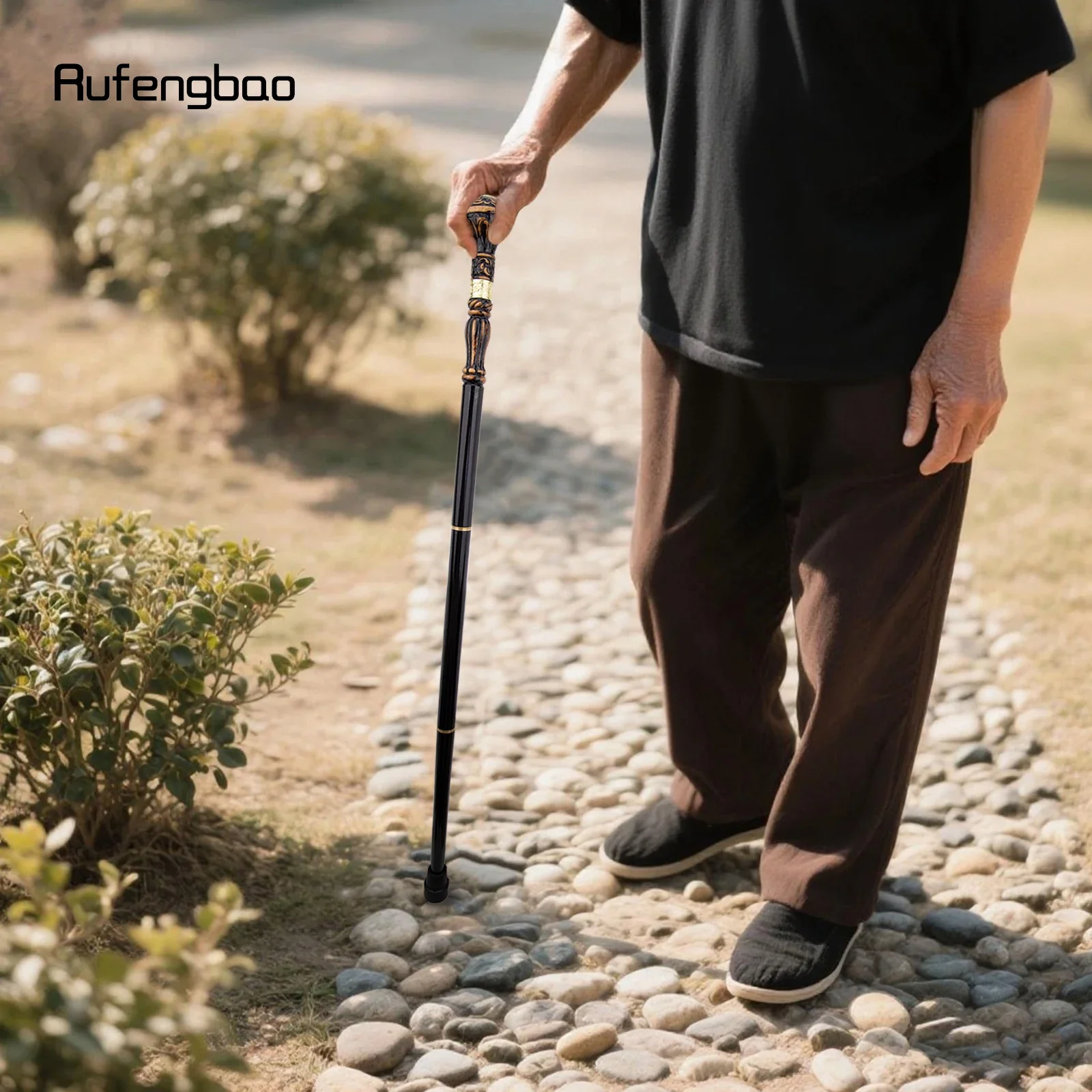 Black Brown Creative Round Wooden Fashion Walking Stick Cospaly Wood Cane  Performance stage Cane  95cm  Performance Stage Cane