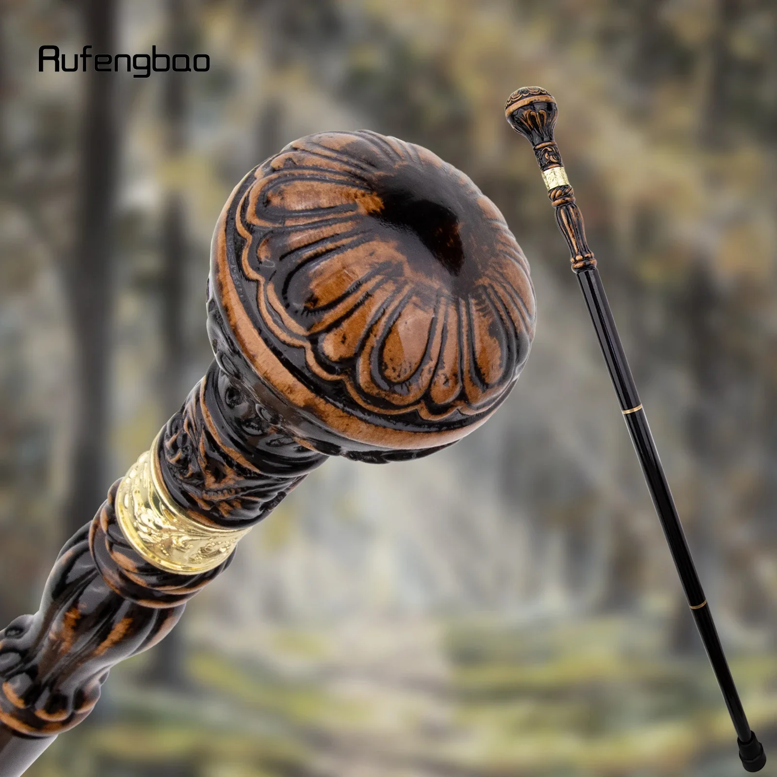 Black Brown Creative Round Wooden Fashion Walking Stick Cospaly Wood Cane  Performance stage Cane  95cm  Performance Stage Cane