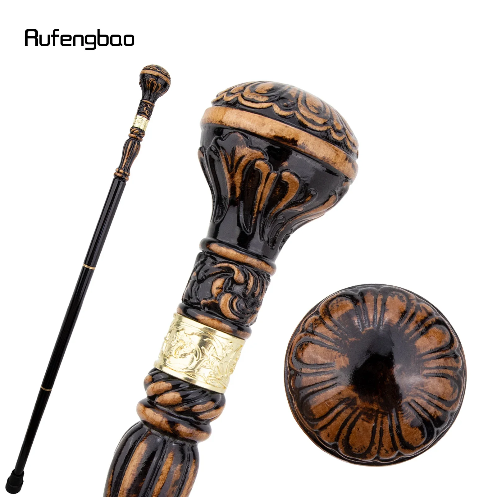 Black Brown Creative Round Wooden Fashion Walking Stick Cospaly Wood Cane  Performance stage Cane  95cm  Performance Stage Cane