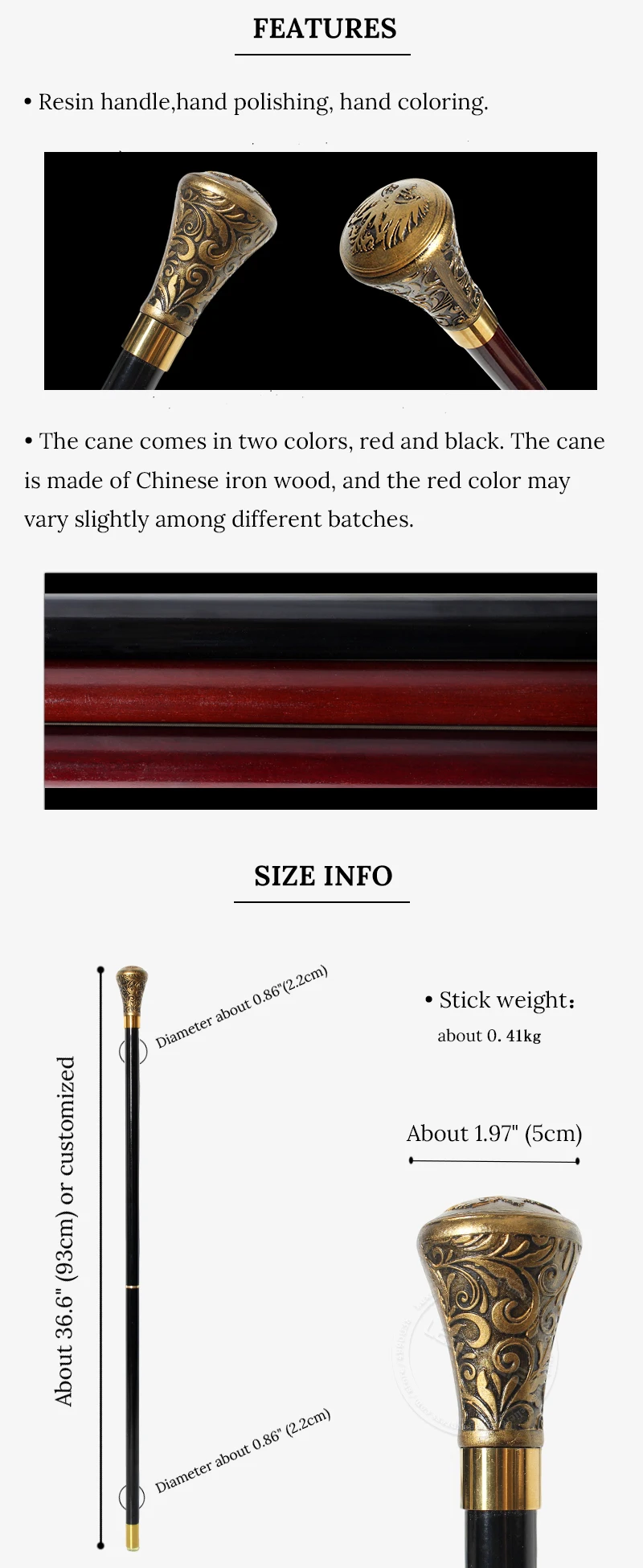 Vintage Prussian Eagle Walking Cane Luxury Pattern Black Gold Handle Detachable Elegant Wood Walking Stick for Men And Women