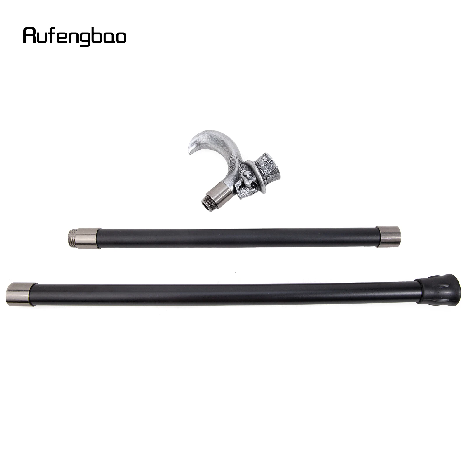 Silver Love Hat Skull Head Long Handle Walking Cane Fashion Cane Decorative Cane Halloween for Cosplay Parties Stick 93cm