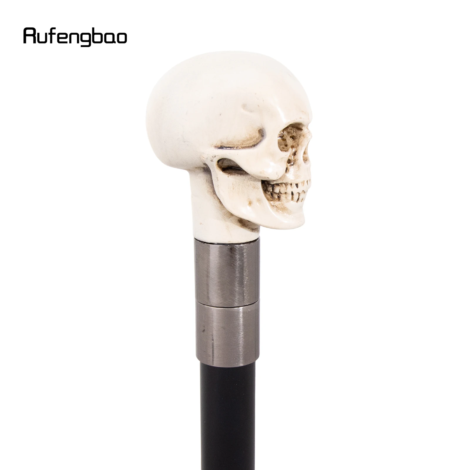 White Resin Skull Walking Cane Fashion Decorative Stick Elegant Cosplay Cane Knob Crosier 94cm Performance Stage Cane