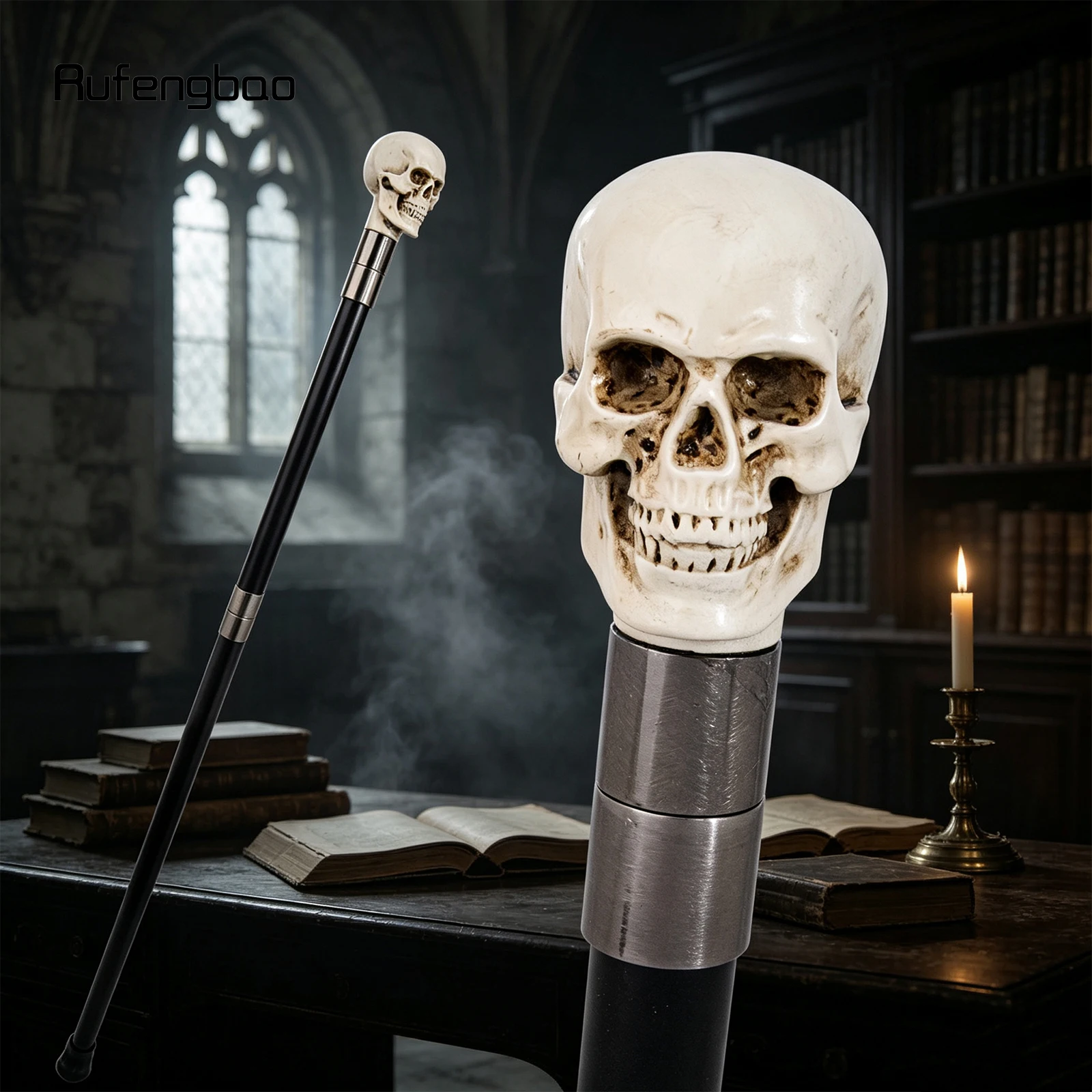 White Resin Skull Walking Cane Fashion Decorative Stick Elegant Cosplay Cane Knob Crosier 94cm Performance Stage Cane
