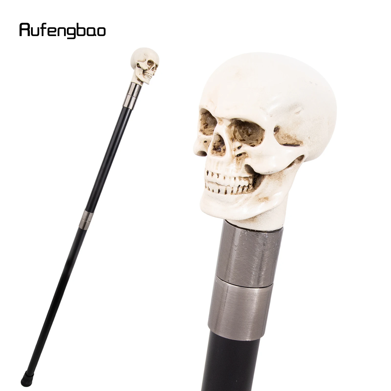White Resin Skull Walking Cane Fashion Decorative Stick Elegant Cosplay Cane Knob Crosier 94cm Performance Stage Cane