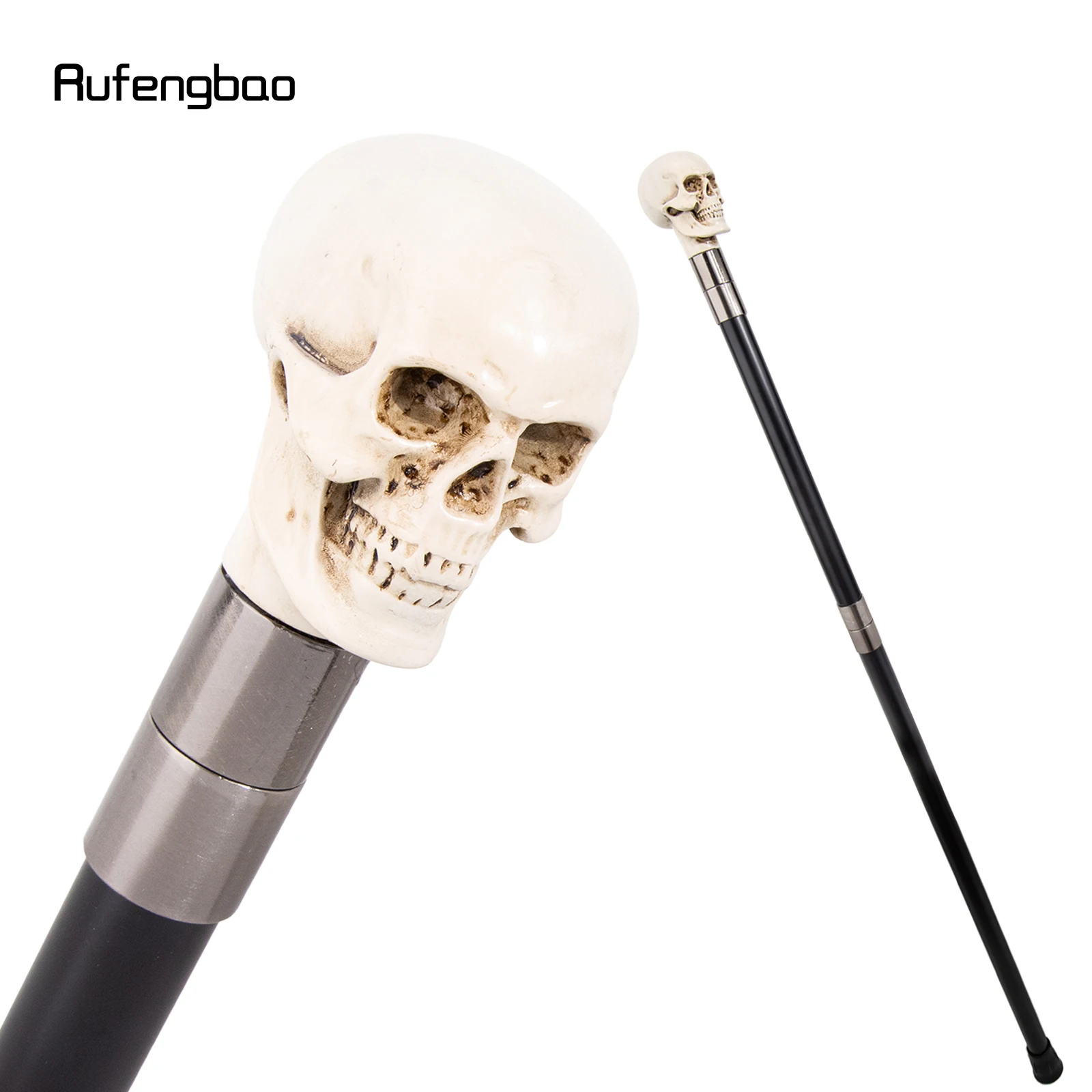 White Resin Skull Walking Cane Fashion Decorative Stick Elegant Cosplay Cane Knob Crosier 94cm Performance Stage Cane