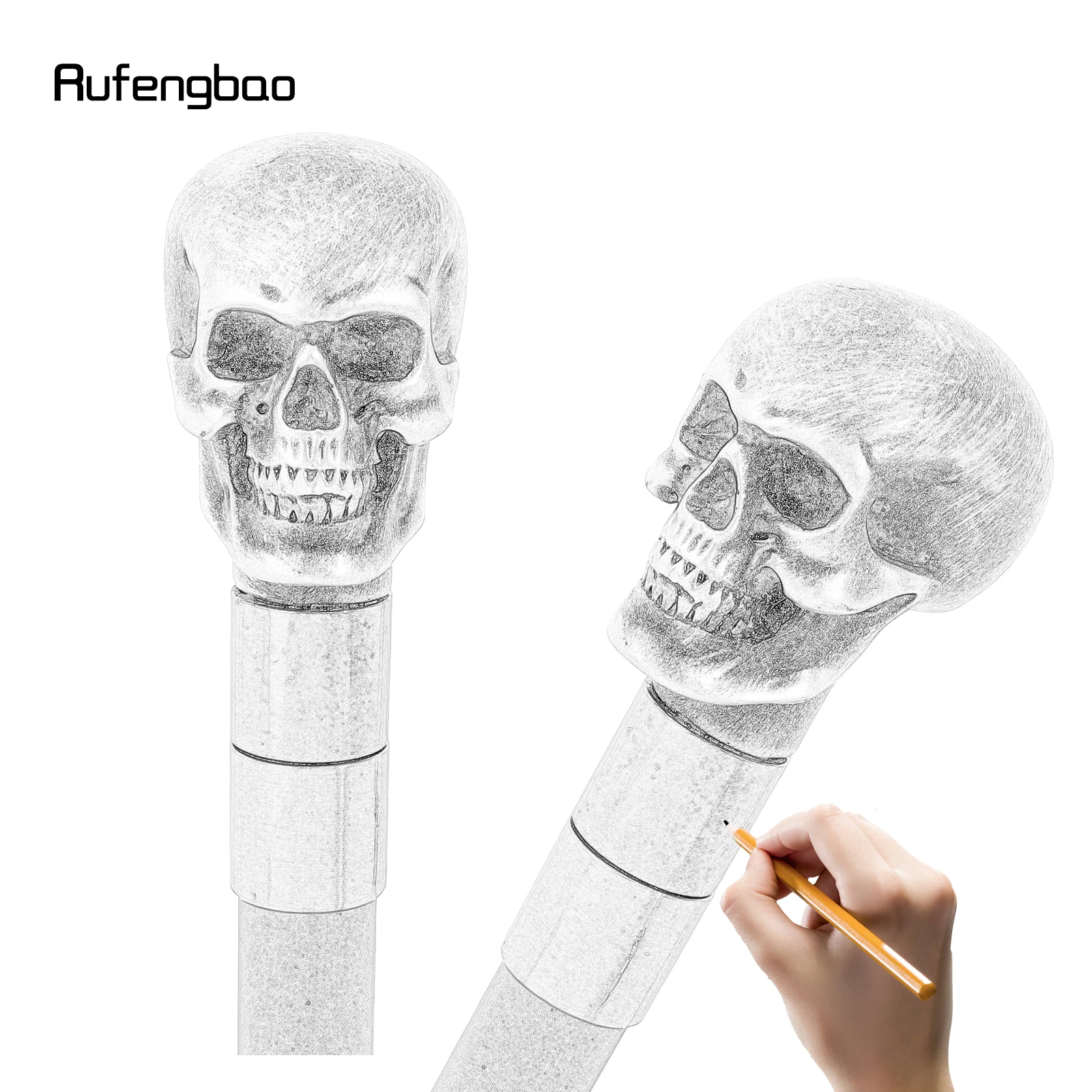 White Resin Skull Walking Cane Fashion Decorative Stick Elegant Cosplay Cane Knob Crosier 94cm Performance Stage Cane