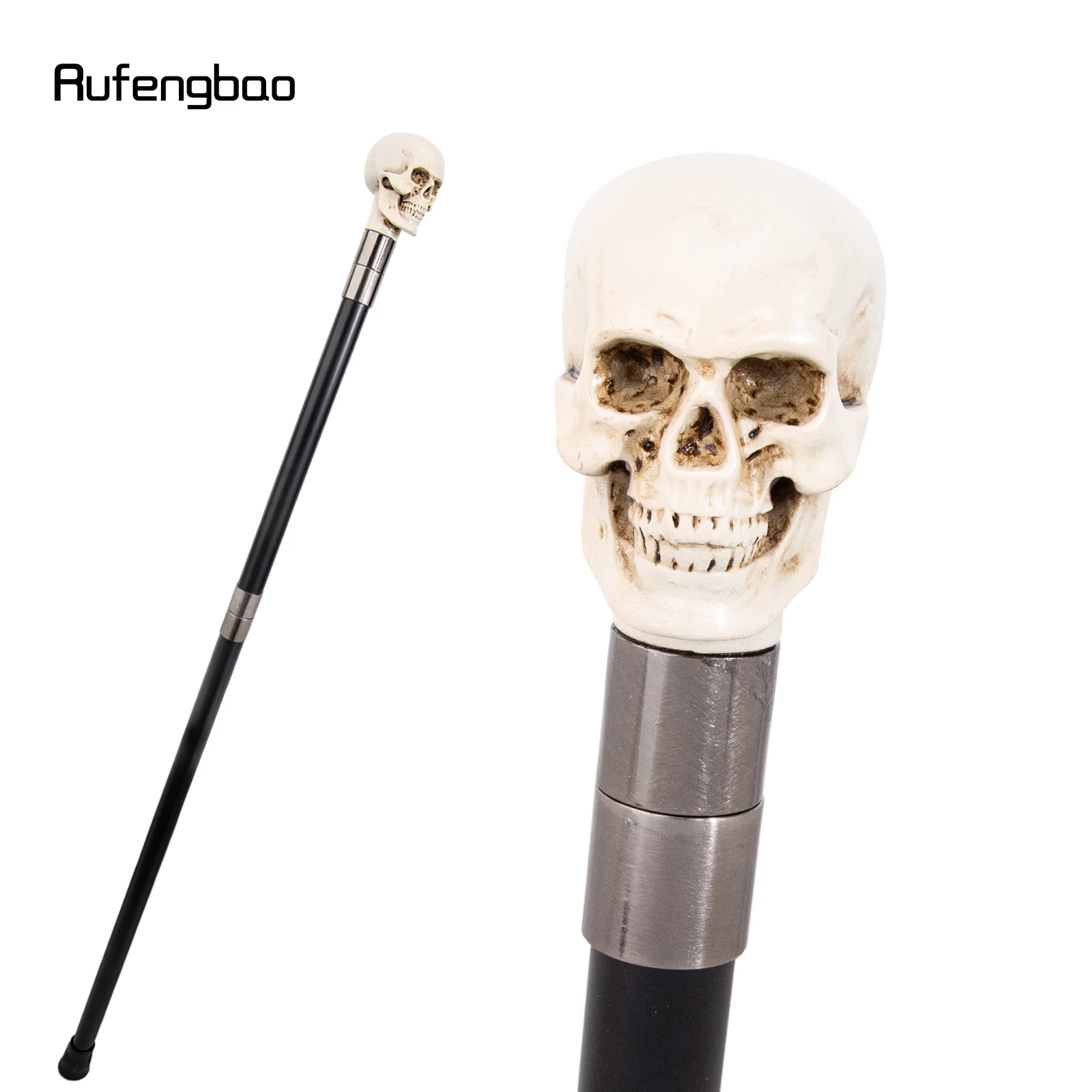 White Resin Skull Walking Cane Fashion Decorative Stick Elegant Cosplay Cane Knob Crosier 94cm Performance Stage Cane