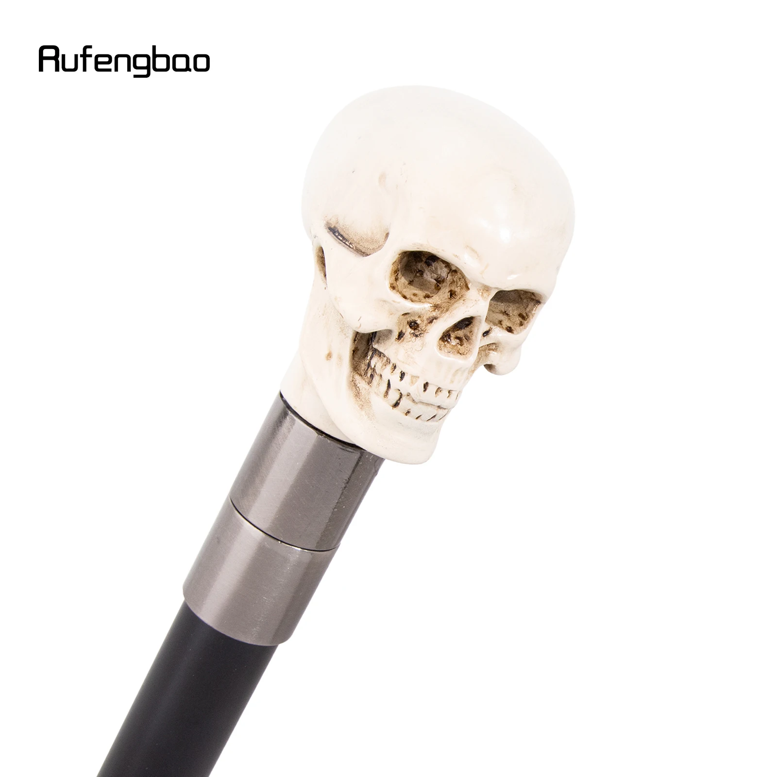 White Resin Skull Walking Cane Fashion Decorative Stick Elegant Cosplay Cane Knob Crosier 94cm Performance Stage Cane