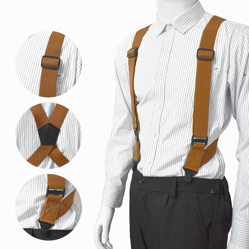 1Pc 38mm Adult Men's Suspenders Plastic Non-slip 2 Clips Elastic Strap Man Braces Suspender for Pants Shirt Male Jockstrap