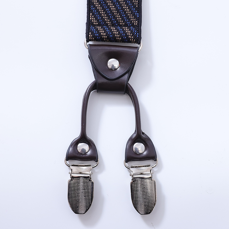 Mens Fashion Suspenders Adjustable Elastic Trouser Braces 3.5cm Wide Y-Back 6 Metal Clips Trouser Strap Belt Husband Father Gift