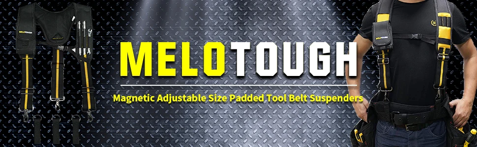 MELOTOUGH Work Suspenders Tool Belt Suspenders with Large Moveable Phone Holder, Pencil Holder