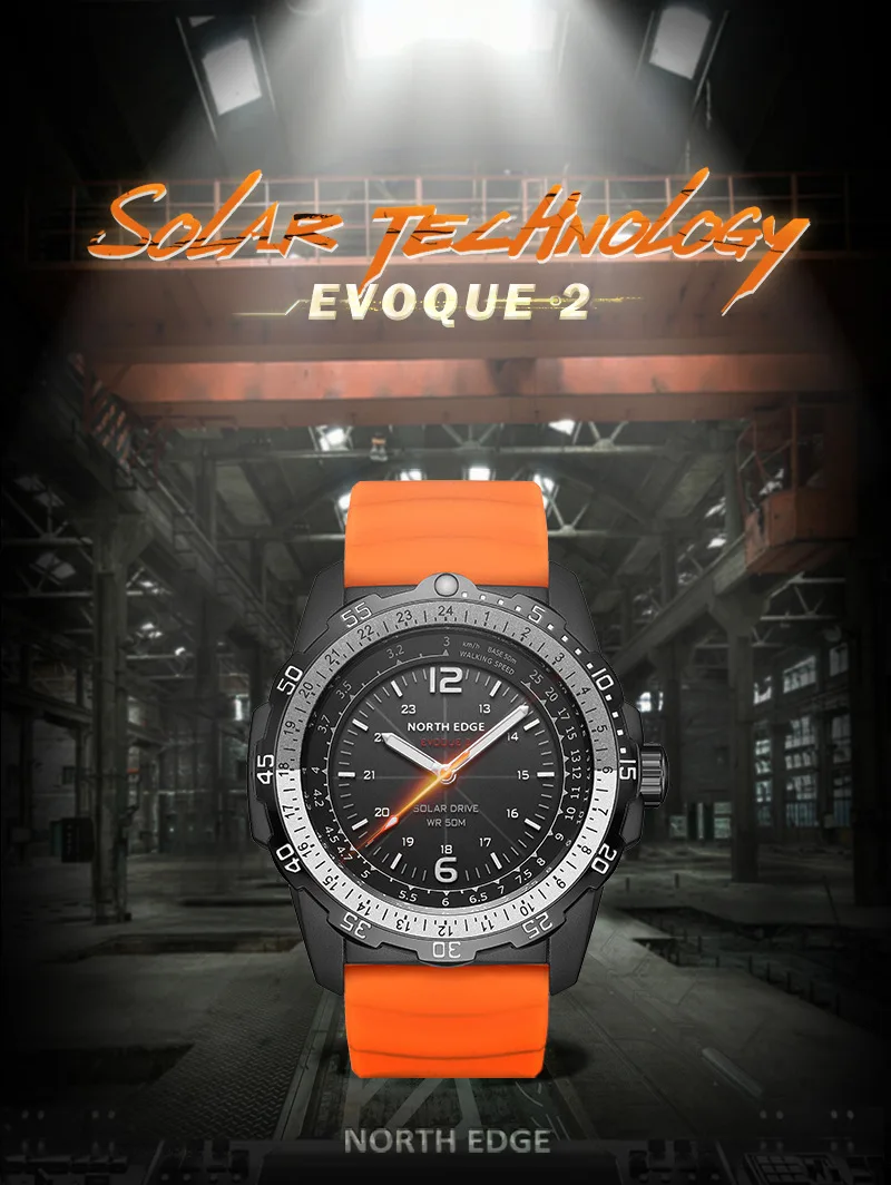 NORTH EDGE EVOQUE2 Waterproof Outdoor Electronic Solar Watch - Speed Luminous Digital Sport Timepiece for Active Living