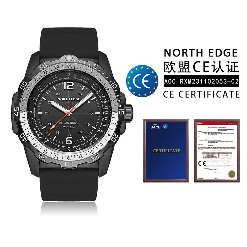 NORTH EDGE EVOQUE2 Waterproof Outdoor Electronic Solar Watch - Speed Luminous Digital Sport Timepiece for Active Living