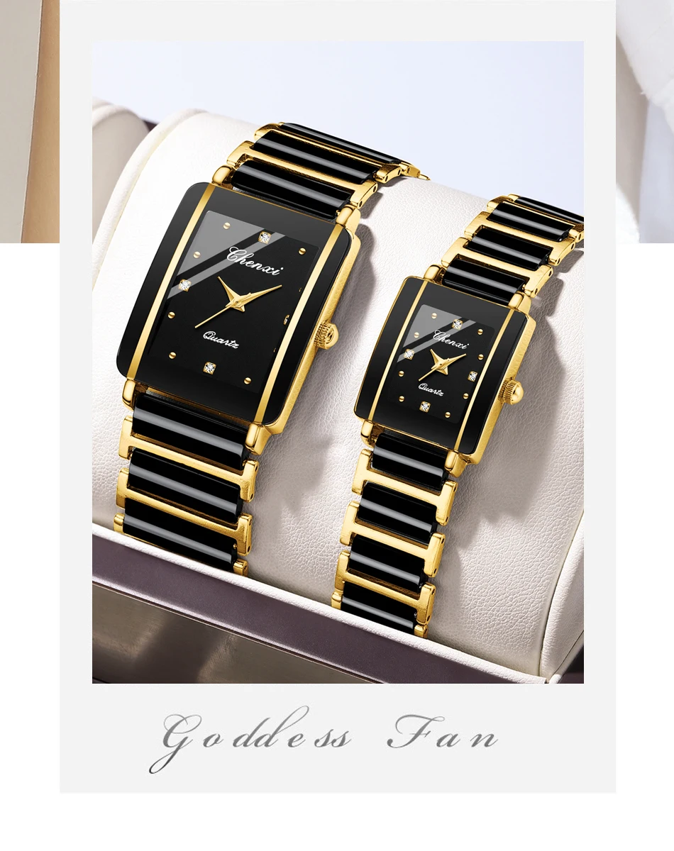 CHENXI 104A Waterproof Top Brand Luxury Couple Watches Watch for Women Men with Simulated-Ceramics Strap Relojes Para Damas