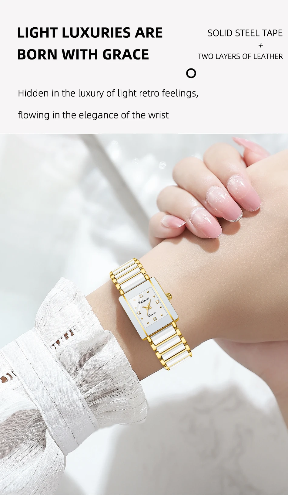 CHENXI 104A Waterproof Top Brand Luxury Couple Watches Watch for Women Men with Simulated-Ceramics Strap Relojes Para Damas