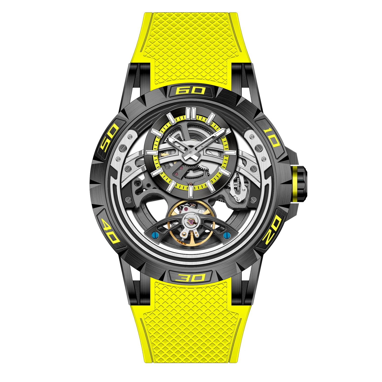 Luxury Clock Skeleton Titan Fashions Automatic Watches Mechanical Urban Dual Flywheel Hollow out Sport CHANCE CE8007 Wristwatch