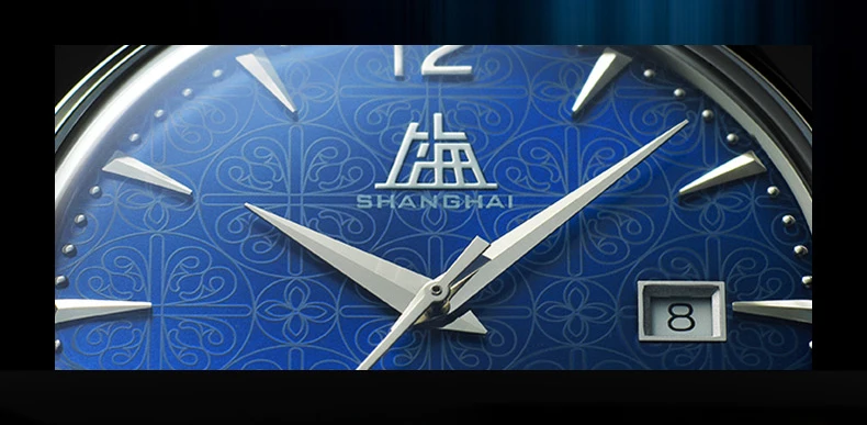 SHANGHAI Couple Automatic Watches 39mm Sapphire Mechanical Watch Date Display Flower Pattern Dial 316L Stainless Steel New S5001