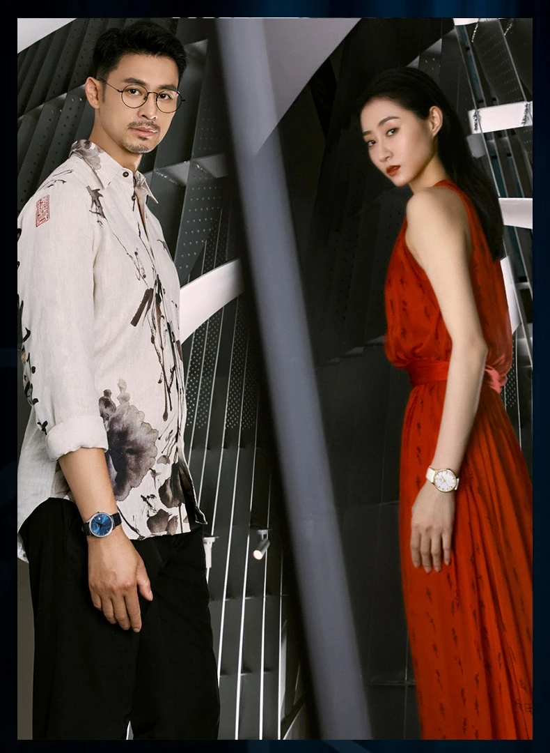 SHANGHAI Couple Automatic Watches 39mm Sapphire Mechanical Watch Date Display Flower Pattern Dial 316L Stainless Steel New S5001
