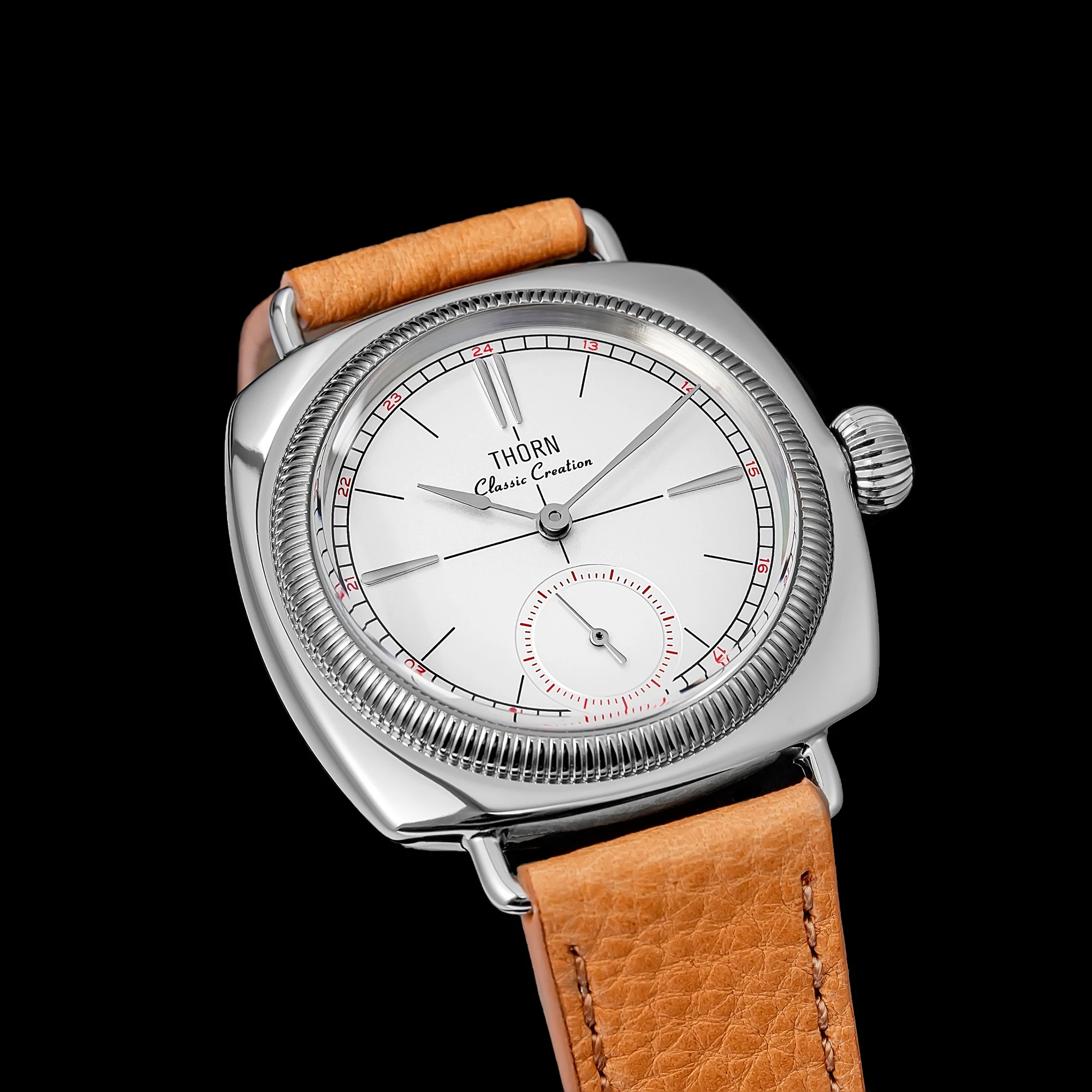 THORN T017 Quartz Watch Sapphire Glass 100M Waterproof Small Seconds Genuine Leather Strap Men Women Couples Wristwatch