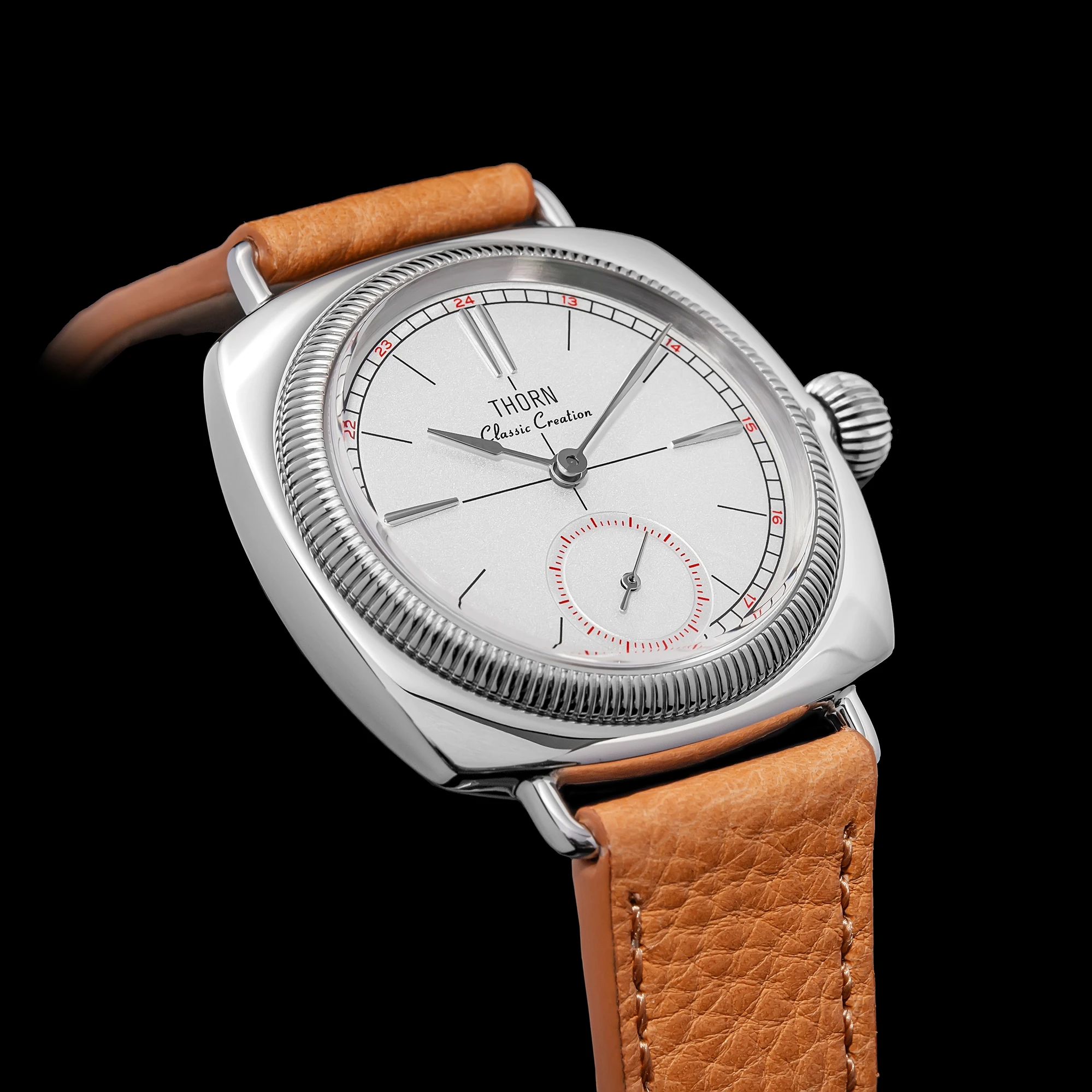 THORN T017 Quartz Watch Sapphire Glass 100M Waterproof Small Seconds Genuine Leather Strap Men Women Couples Wristwatch