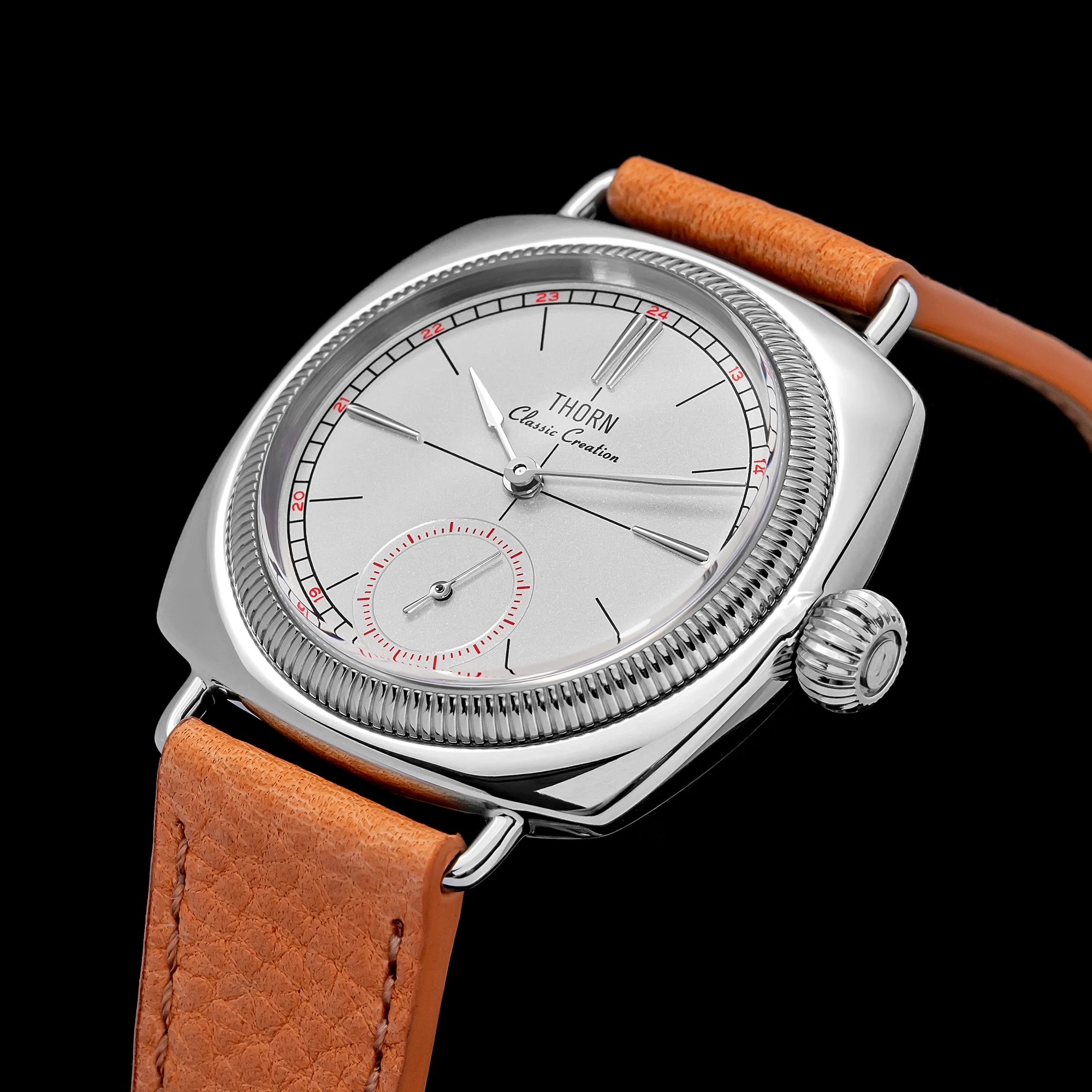 THORN T017 Quartz Watch Sapphire Glass 100M Waterproof Small Seconds Genuine Leather Strap Men Women Couples Wristwatch