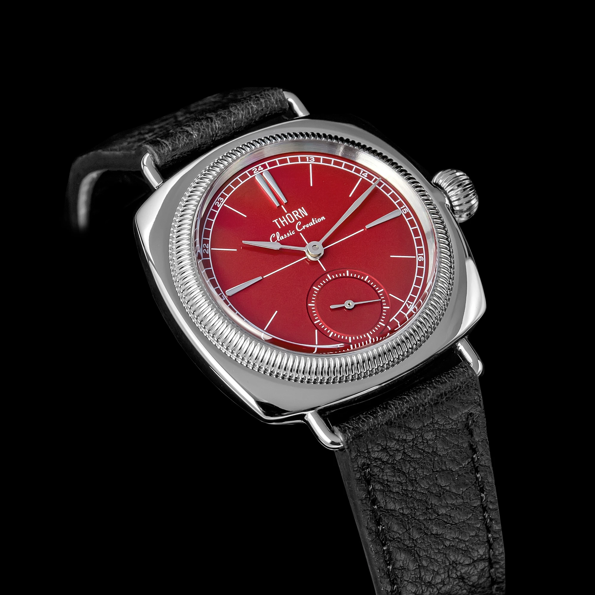 THORN T017 Quartz Watch Sapphire Glass 100M Waterproof Small Seconds Genuine Leather Strap Men Women Couples Wristwatch