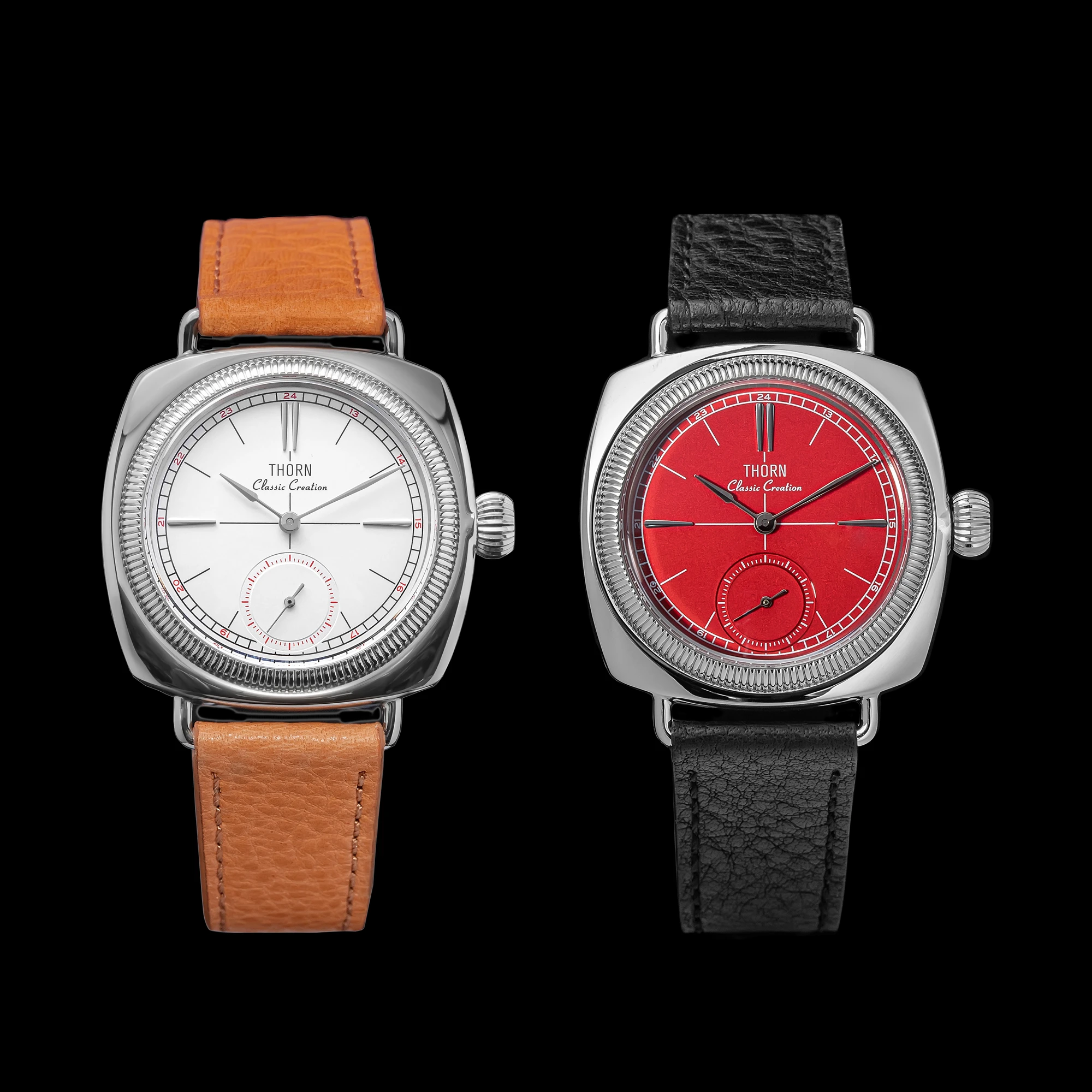 THORN T017 Quartz Watch Sapphire Glass 100M Waterproof Small Seconds Genuine Leather Strap Men Women Couples Wristwatch