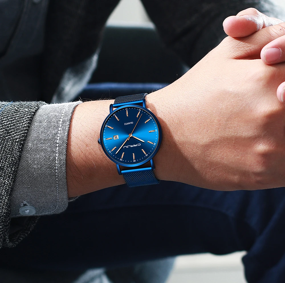 CRRJU Women Watch Fashion Quartz Waterproof Slim Stylish with Date Couple Wristwatch Mesh Strap Clock for unisex reloj hombre