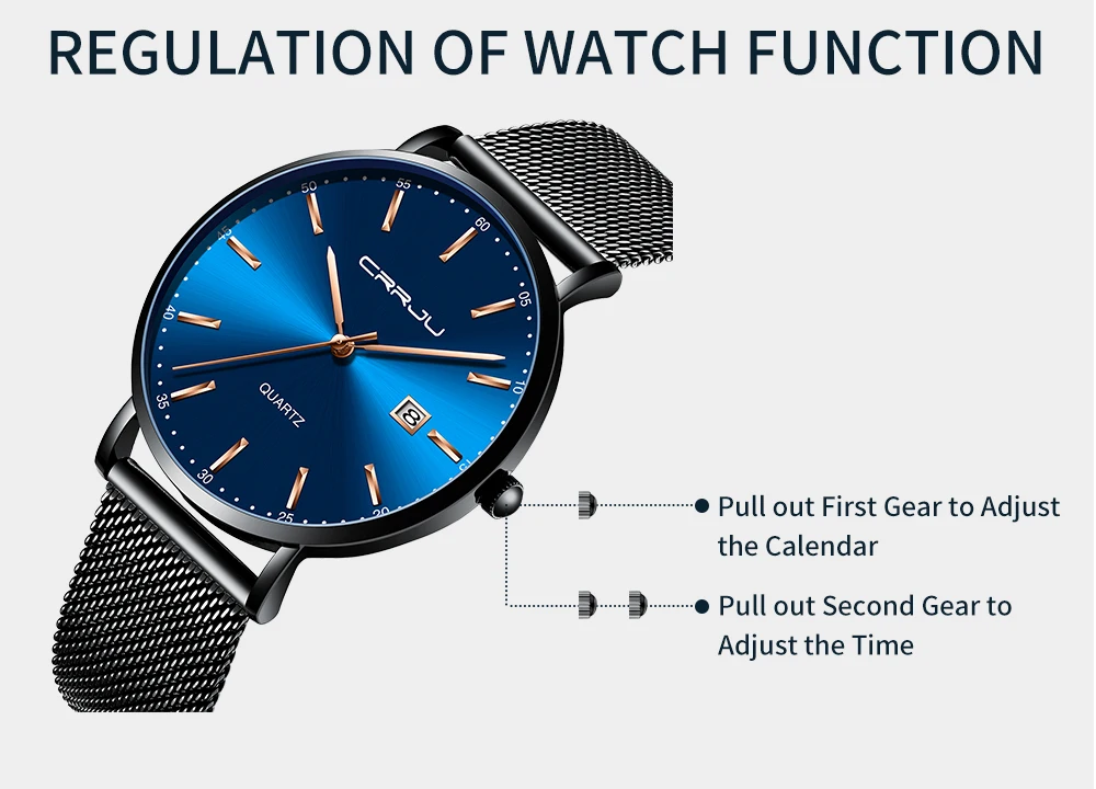 CRRJU Women Watch Fashion Quartz Waterproof Slim Stylish with Date Couple Wristwatch Mesh Strap Clock for unisex reloj hombre
