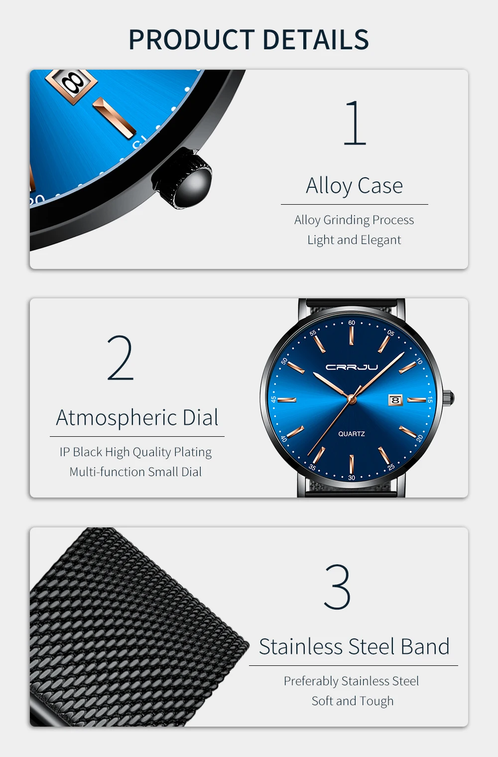 CRRJU Women Watch Fashion Quartz Waterproof Slim Stylish with Date Couple Wristwatch Mesh Strap Clock for unisex reloj hombre