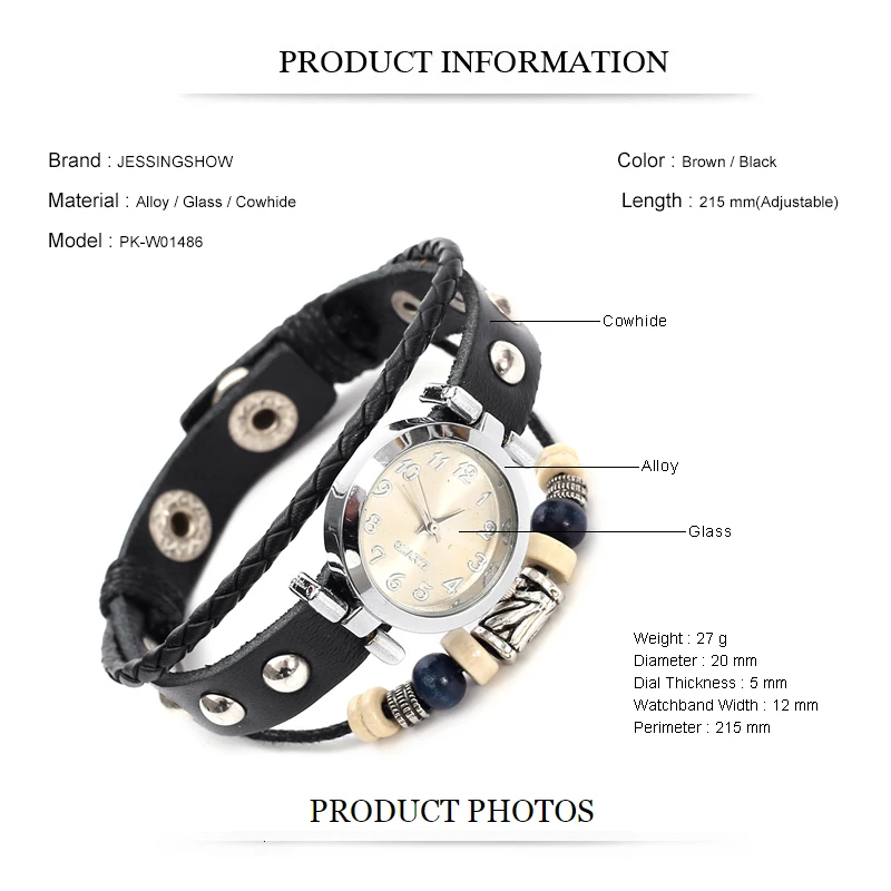 Men's Antique Punk Vintage Quartz Watch with Handmade Leather Bracelet Unisex Streetwear Fashion Accessory Gift