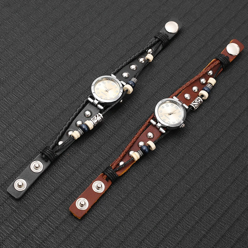 Men's Antique Punk Vintage Quartz Watch with Handmade Leather Bracelet Unisex Streetwear Fashion Accessory Gift