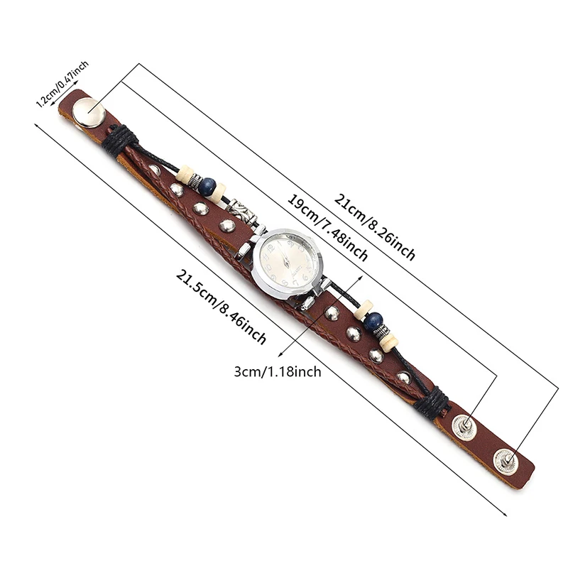 Men's Antique Punk Vintage Quartz Watch with Handmade Leather Bracelet Unisex Streetwear Fashion Accessory Gift