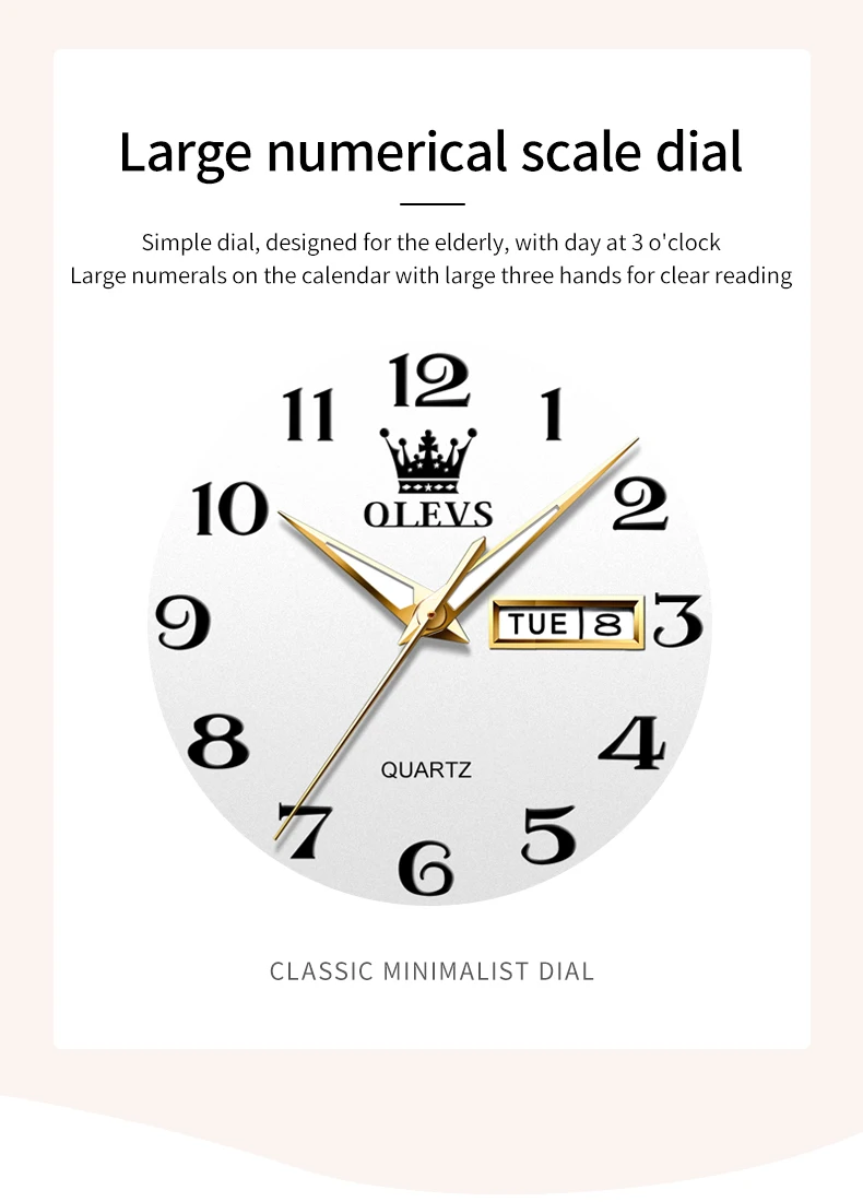 OLEVS Fashion Brand Couple Quartz Watches Waterproof Luminous Wristwatch for Lover Date Men‘s and Women's Wristwatch Simple